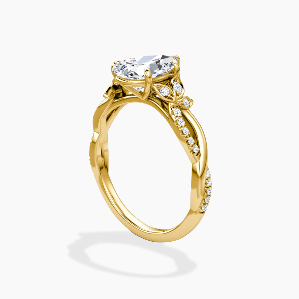 18K Solid Gold Veronica Pear Twisted Lab Diamond Ring