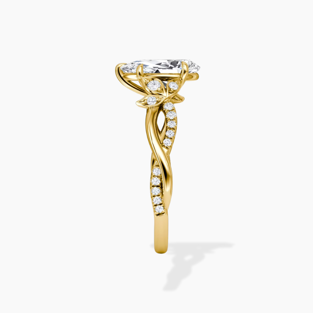 18K Solid Gold Veronica Pear Twisted Lab Diamond Ring