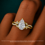 18K Solid Gold Veronica Pear Twisted Lab Diamond Ring