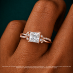 18K Solid Gold Veronica Princess Twisted Lab Diamond Ring