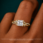 18K Solid Gold Veronica Princess Twisted Lab Diamond Ring