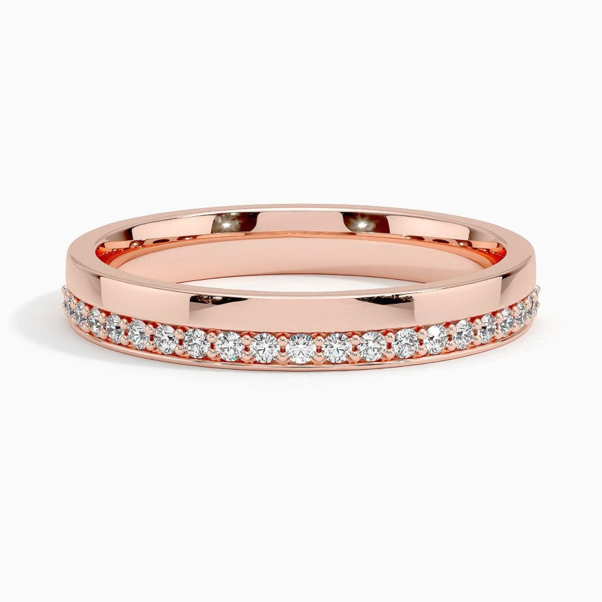 Bordered Pave Lab Grown Diamond Ring Band 18K Gold - Wien