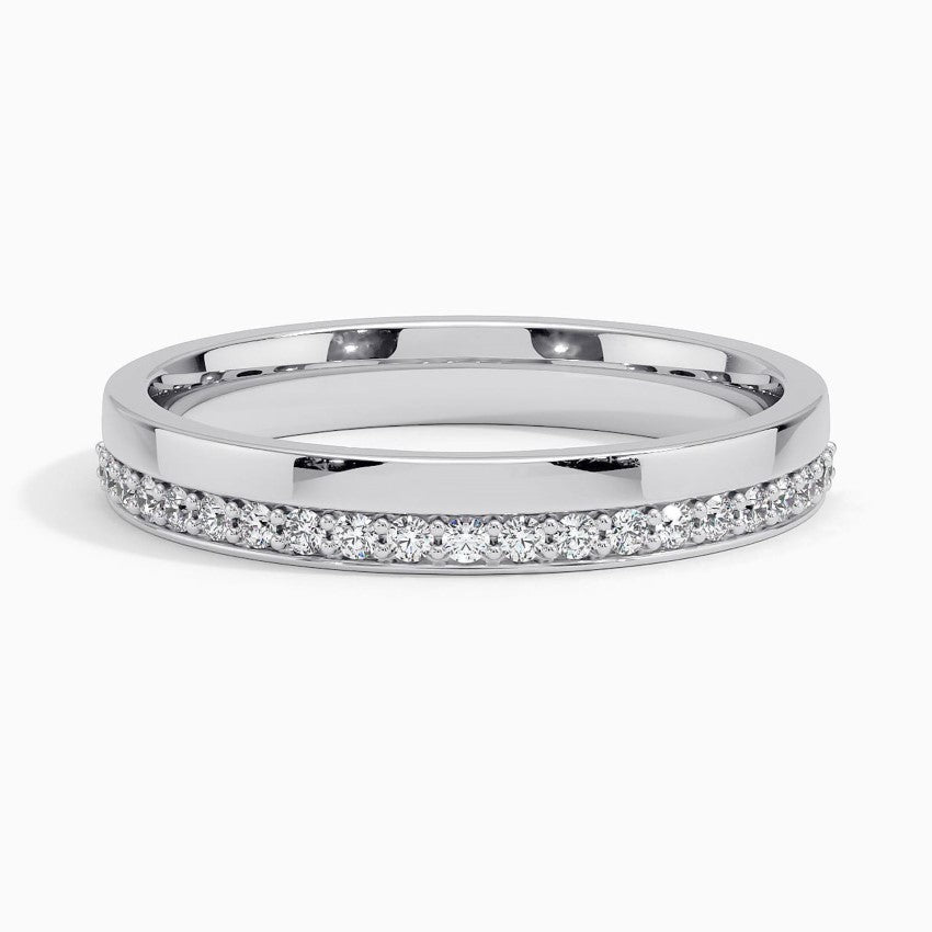 Bordered Pave Lab Grown Diamond Ring Band 18K Gold - Wien