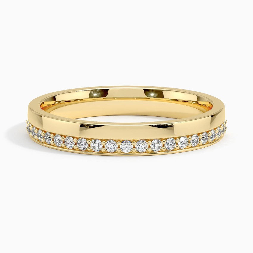 Bordered Pave Lab Grown Diamond Ring Band 18K Gold - Wien