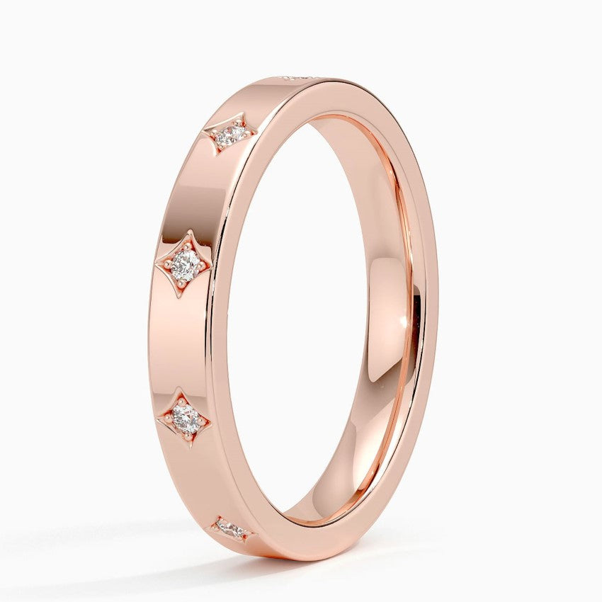 Flush Set Lab Grown Diamond Ring Band 18K Gold - Rachelle