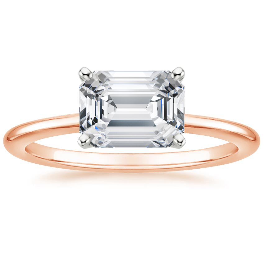 East West Lab Grown Diamond Engagement Ring 18K Gold - Emerald