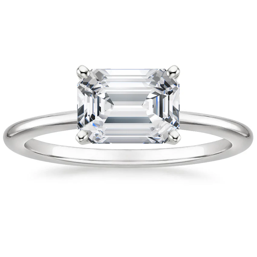 East West Lab Grown Diamond Engagement Ring 18K Gold - Emerald