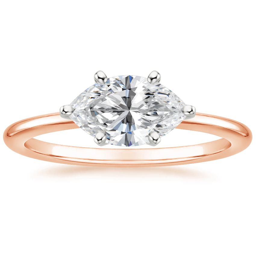 18K Solid Gold Marquise East West Lab Diamond Ring