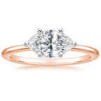 18K Solid Gold Marquise East West Lab Diamond Ring