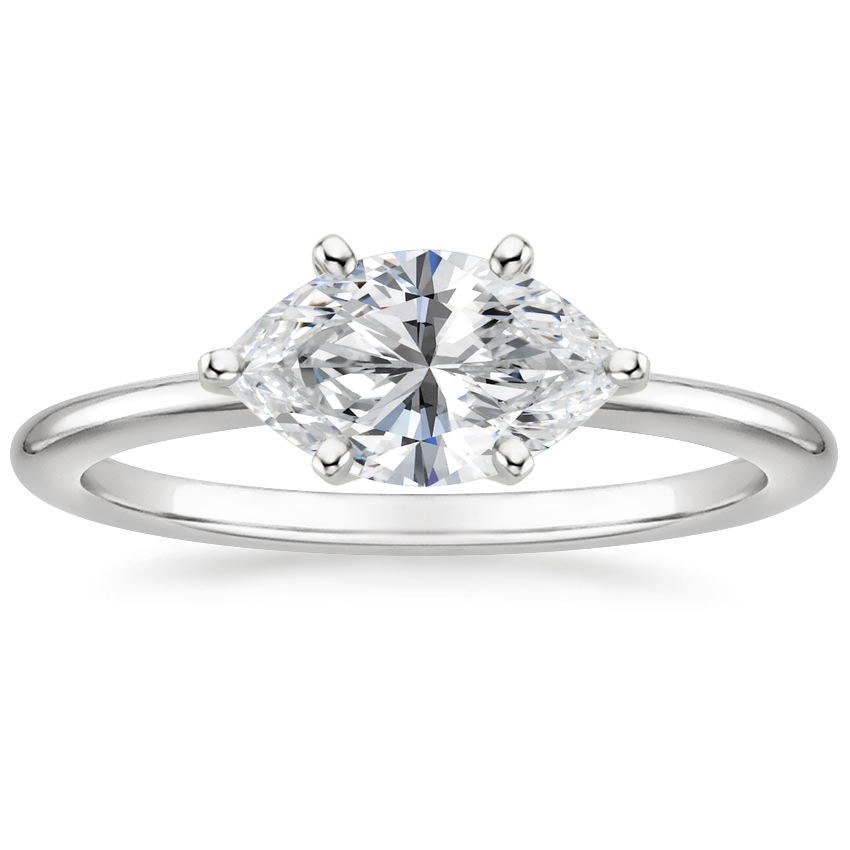 East West Lab Grown Diamond Engagement Ring 18K Gold - Marquise