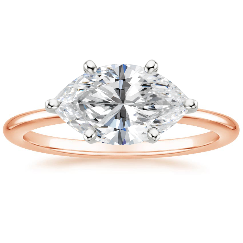 East West Lab Grown Diamond Engagement Ring 18K Gold - Marquise