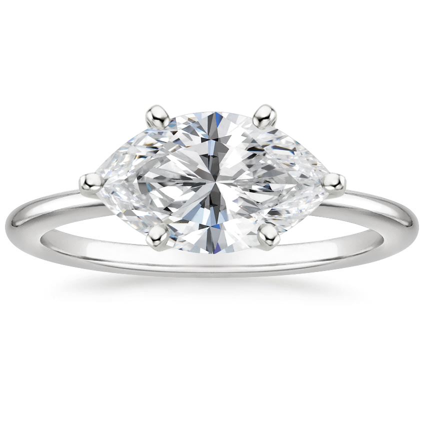 East West Lab Grown Diamond Engagement Ring 18K Gold - Marquise