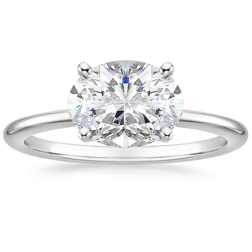 East West Lab Grown Diamond Engagement Ring 18K Gold - Oval