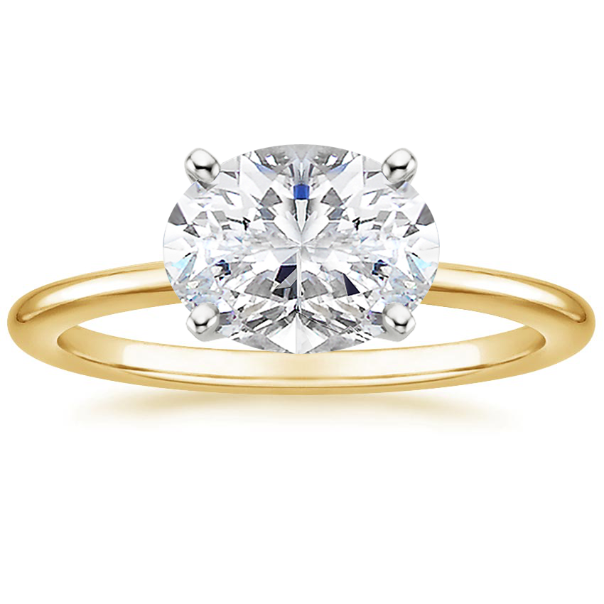 East West Lab Grown Diamond Engagement Ring 18K Gold - Oval