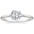 18K Solid Gold Pear East West Lab Diamond Ring