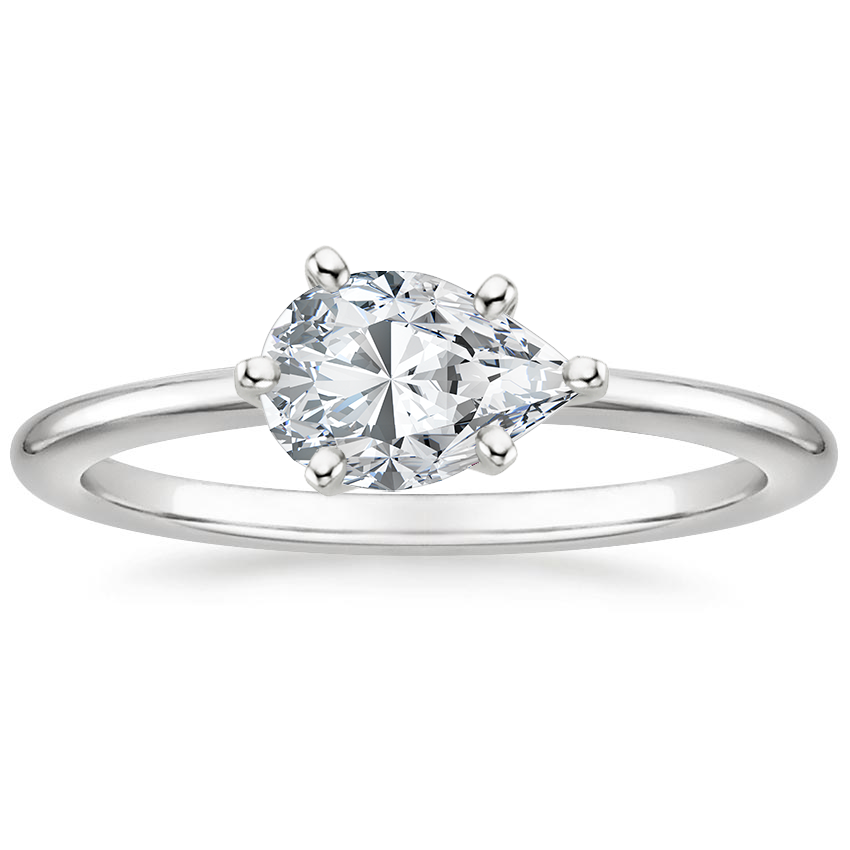 East West Lab Grown Diamond Engagement Ring 18K Gold - Pear