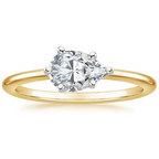 18K Solid Gold Pear East West Lab Diamond Ring