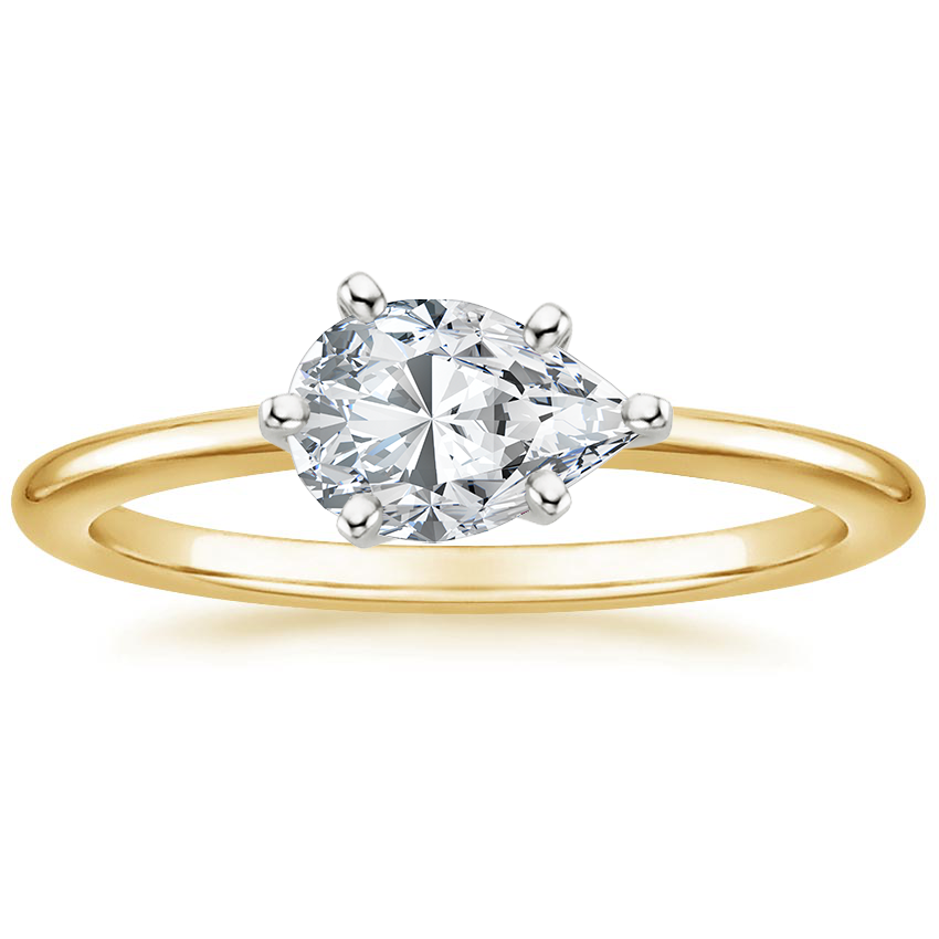 East West Lab Grown Diamond Engagement Ring 18K Gold - Pear