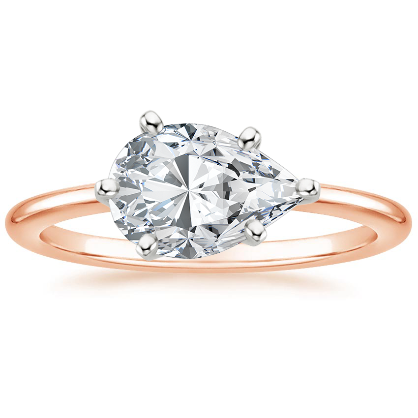 East West Lab Grown Diamond Engagement Ring 18K Gold - Pear