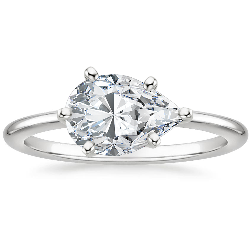 East West Lab Grown Diamond Engagement Ring 18K Gold - Pear