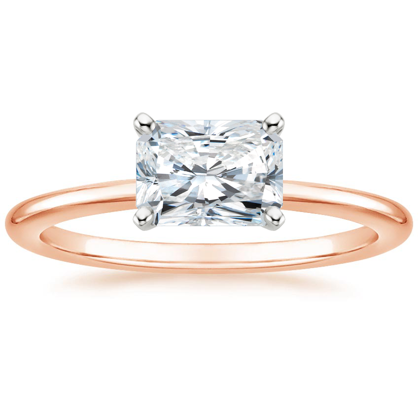 18K Solid Gold Radiant East West Lab Diamond Ring