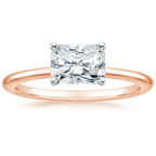 18K Solid Gold Radiant East West Lab Diamond Ring