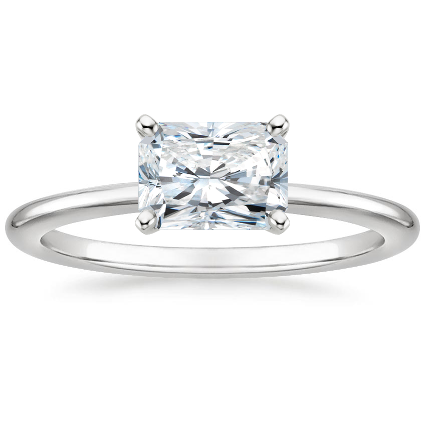 18K Solid Gold Radiant East West Lab Diamond Ring