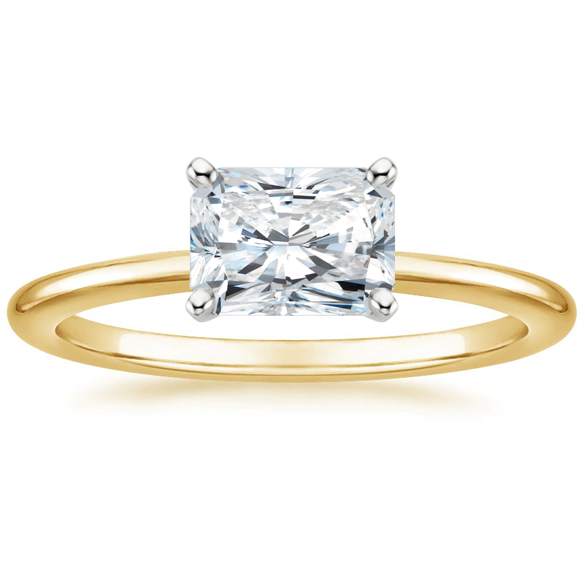 18K Solid Gold Radiant East West Lab Diamond Ring