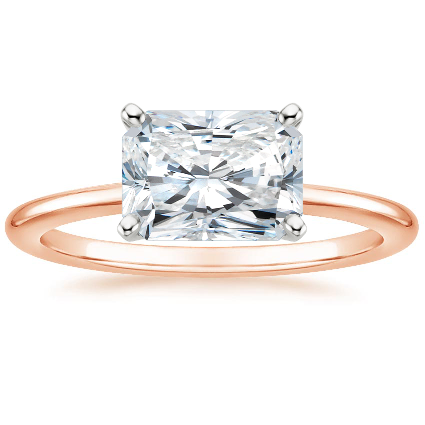 East West Lab Grown Diamond Engagement Ring 18K Gold - Radiant