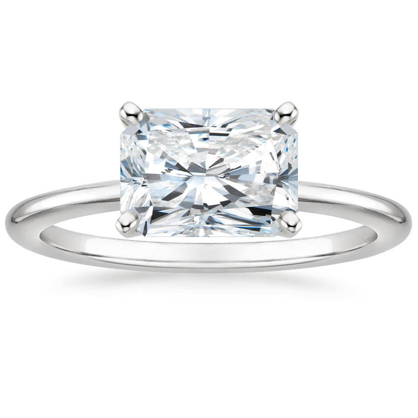 East West Lab Grown Diamond Engagement Ring 18K Gold - Radiant