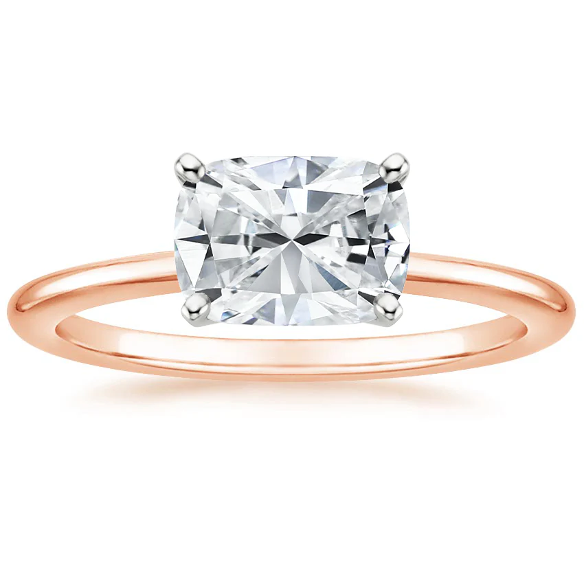 East West Lab Grown Diamond Engagement Ring 18K Gold - Cushion