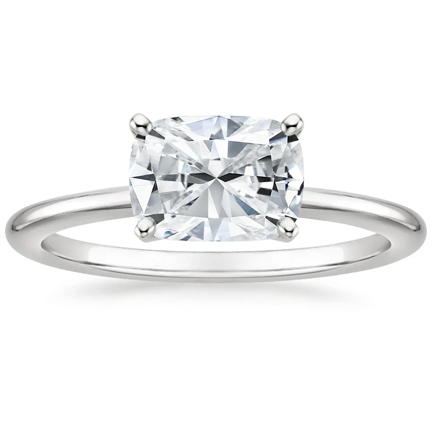 East West Lab Grown Diamond Engagement Ring 18K Gold - Cushion