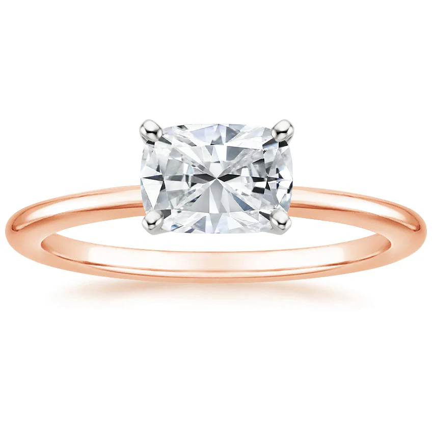 East West Lab Grown Diamond Engagement Ring 18K Gold - Cushion