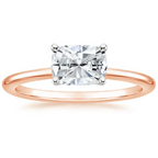 18K Solid Gold East-West Cushion Solitaire Ring