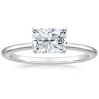 18K Solid Gold East-West Cushion Solitaire Ring