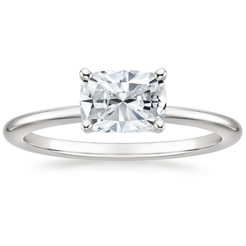 East West Lab Grown Diamond Engagement Ring 18K Gold - Cushion