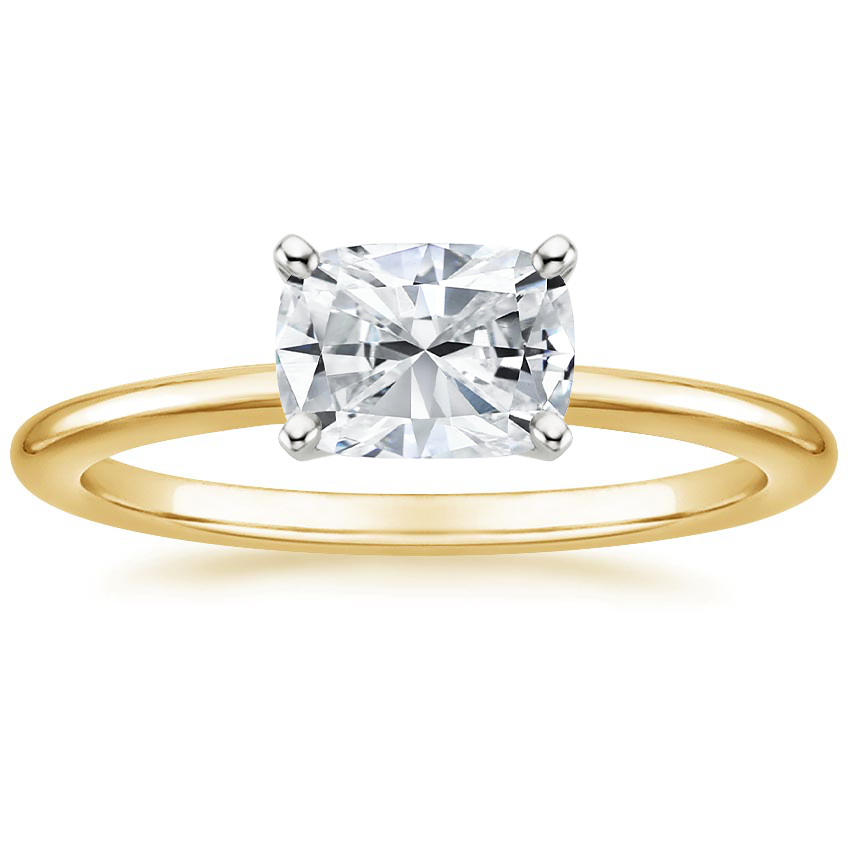 East West Lab Grown Diamond Engagement Ring 18K Gold - Cushion