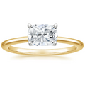 18K Solid Gold East-West Cushion Solitaire Ring