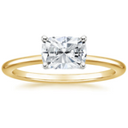 18K Solid Gold East-West Cushion Solitaire Ring