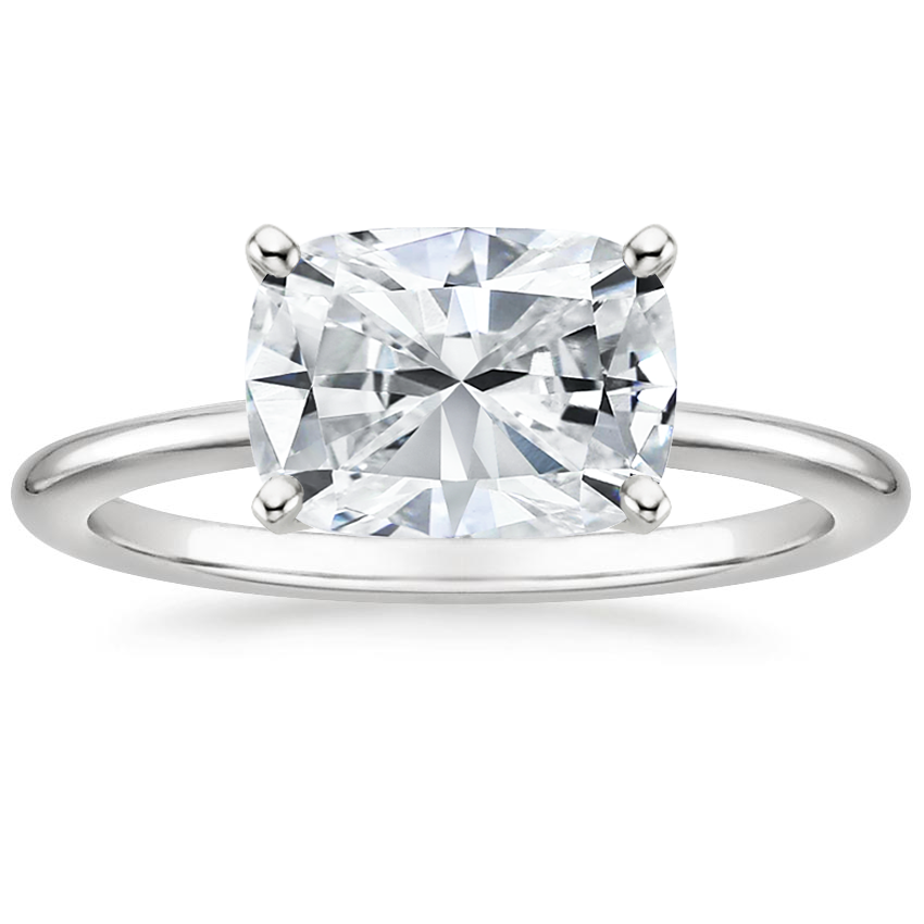 East West Lab Grown Diamond Engagement Ring 18K Gold - Cushion