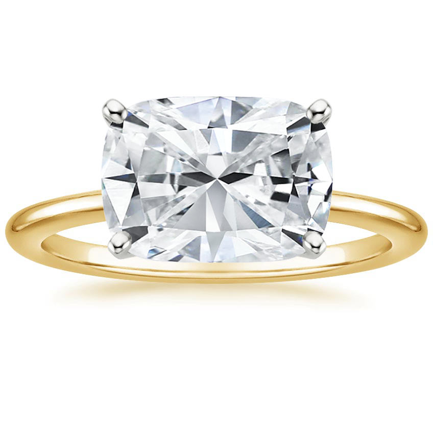 East West Lab Grown Diamond Engagement Ring 18K Gold - Cushion