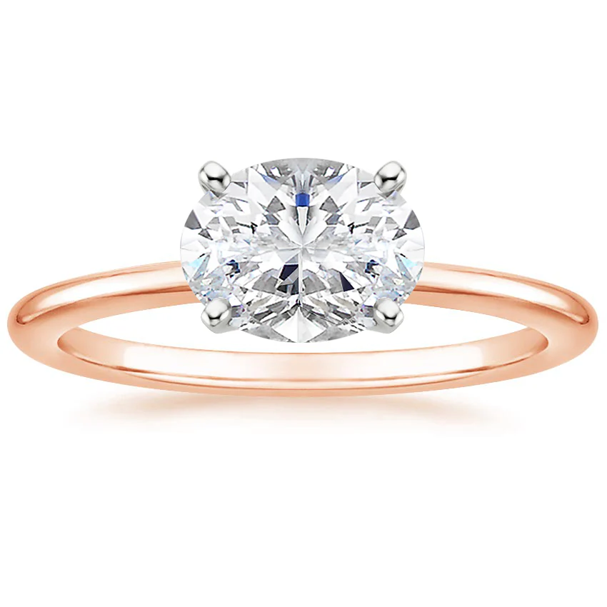 East West Lab Grown Diamond Engagement Ring 18K Gold - Oval