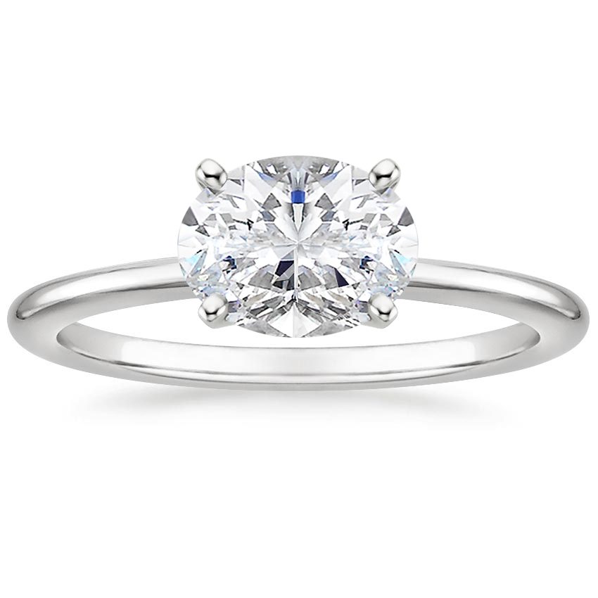 East West Lab Grown Diamond Engagement Ring 18K Gold - Oval
