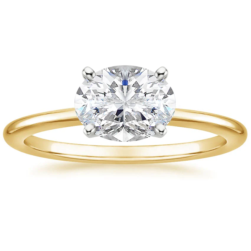 East West Lab Grown Diamond Engagement Ring 18K Gold - Oval