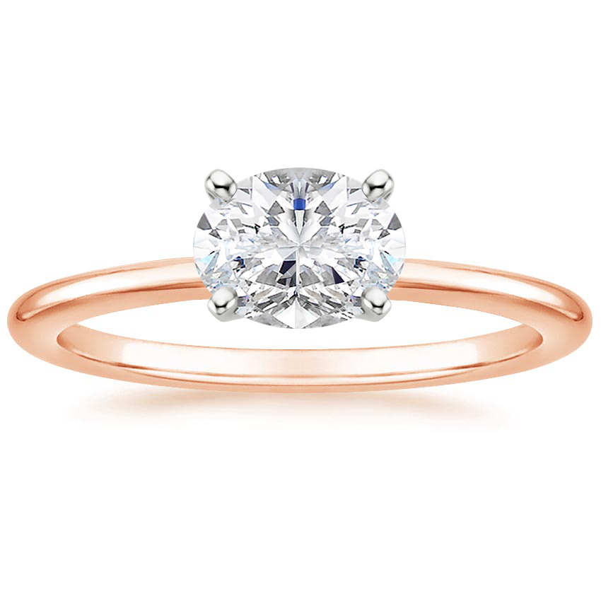 East West Lab Grown Diamond Engagement Ring 18K Gold - Oval
