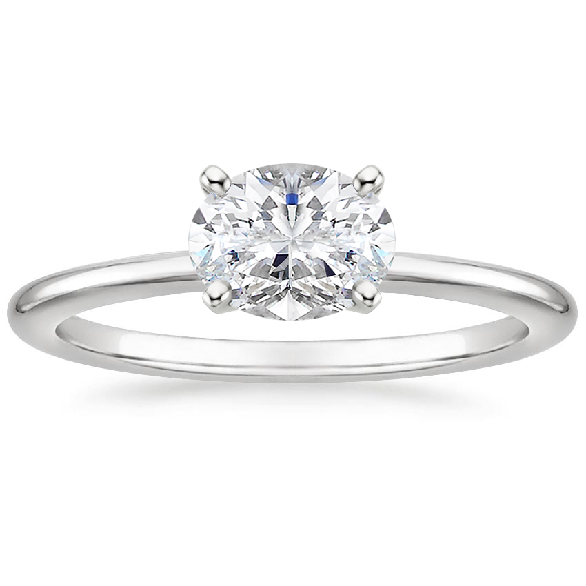 18K Solid Gold Oval East West Lab Diamond Ring