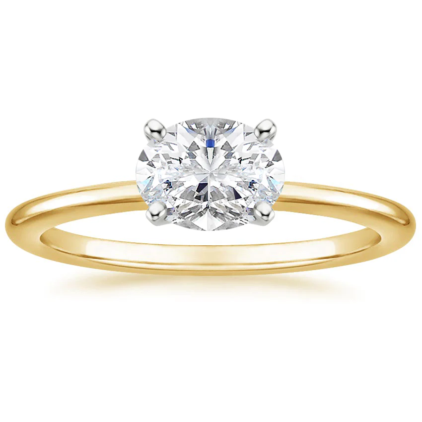 18K Solid Gold Oval East West Lab Diamond Ring