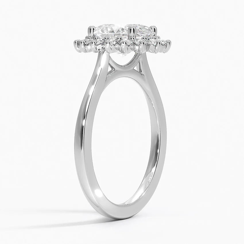 Vintage Halo Lab Grown Diamond Engagement Ring in 18k Gold - Oval