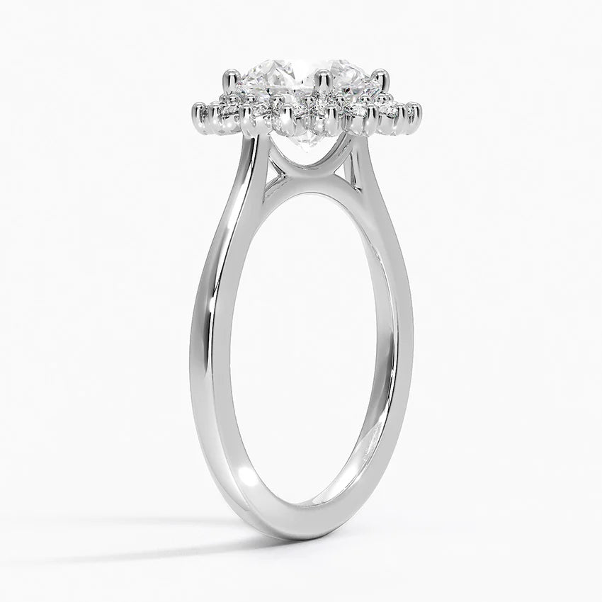 Vintage Halo Lab Grown Diamond Engagement Ring in 18k Gold - Round